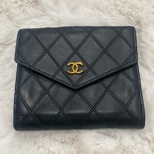 Chanel quilted lambskin compact wallet